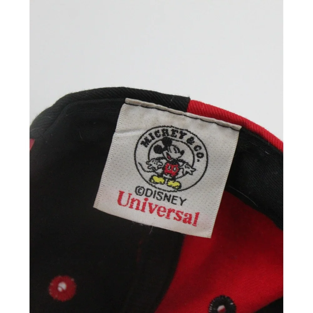 Vintage Disney Mickey & Co Red Black Snapback Hat Universal Industries Kids